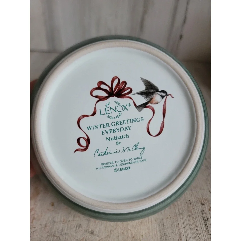 Lenox winter greetings everyday nuthatch bird bowl kitchen Xmas home